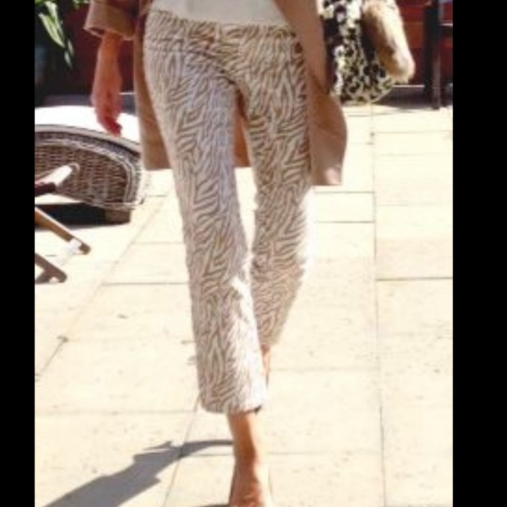 Chico’s Zebra Print Ankle Jeans Platinum Denim Size 2/12